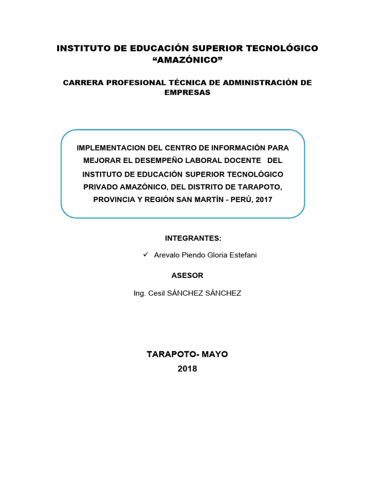 Informe Final Tesis D 203 2018 Gloria Pdf Tecnología De