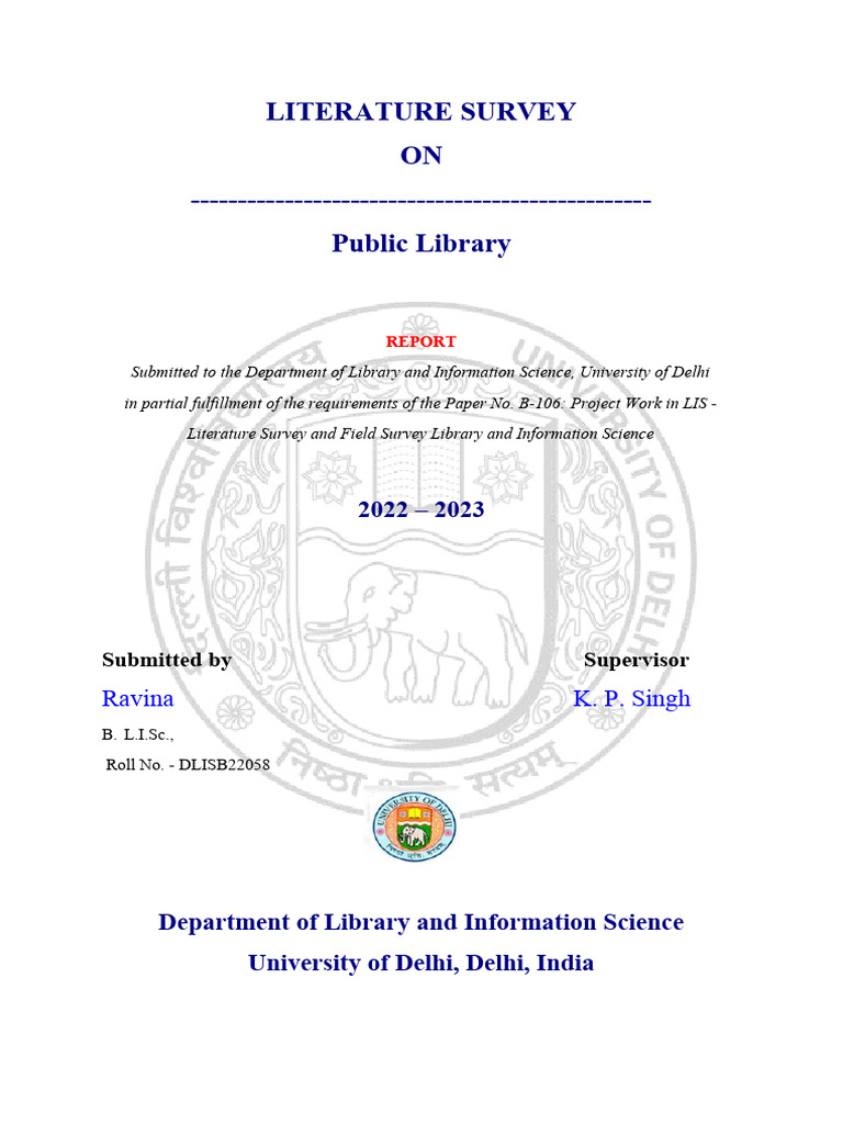 Public Library Literature Survey Report | PDF