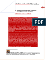 Dependência Financeira Dos Municípios Brasileiros Entre o Federalismo e A Crise Econômica