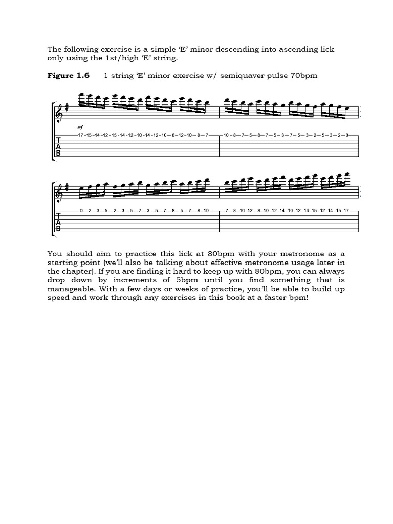 USM+Figure+1.6+-+1+string+'E'+minor+exercise+w Semiquaver+pulse | PDF