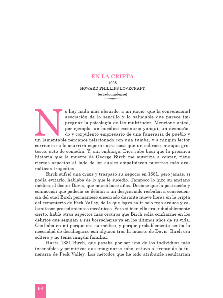 En La Cripta (H. P. Lovecraft) | PDF