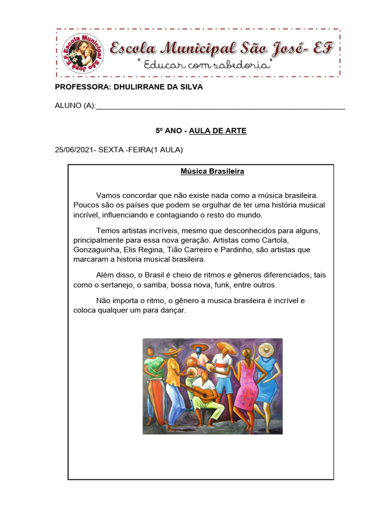 Atividades de Arte para o 5º Ano | PDF