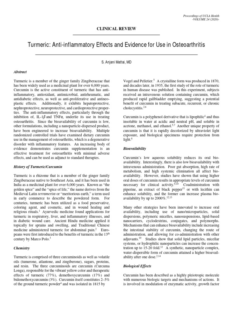 Turmeric AntiInflammatory Effects and Evidence For Use in