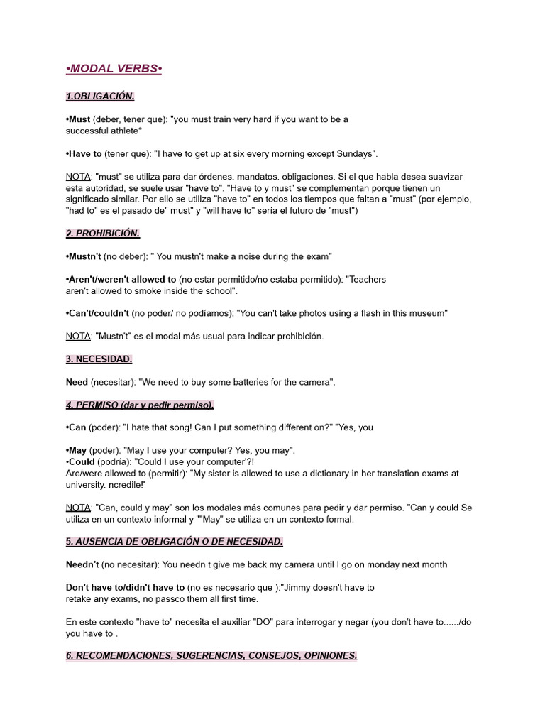 Modal Verbs Pdf Linguistics