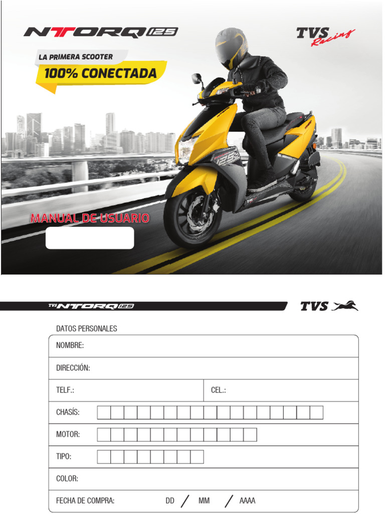 Manual-SCOOTER TVS de-Usuario-TVS-Ntorq | PDF