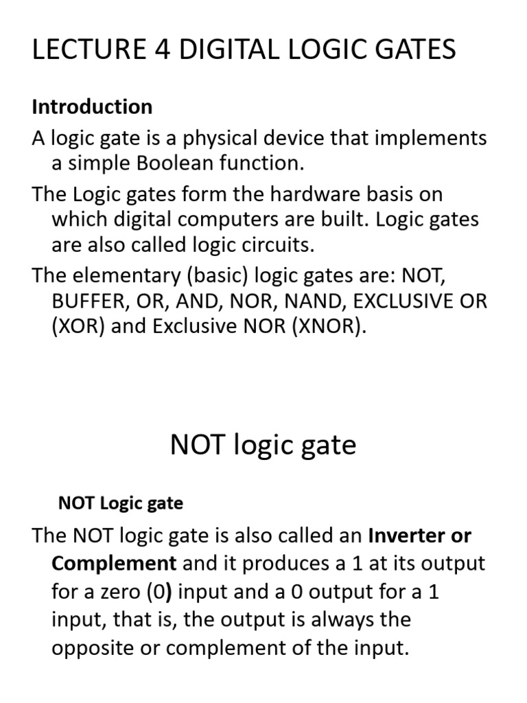 Unit 4 Digital Logic Gates PDF Logic Gate Teaching Mathematics