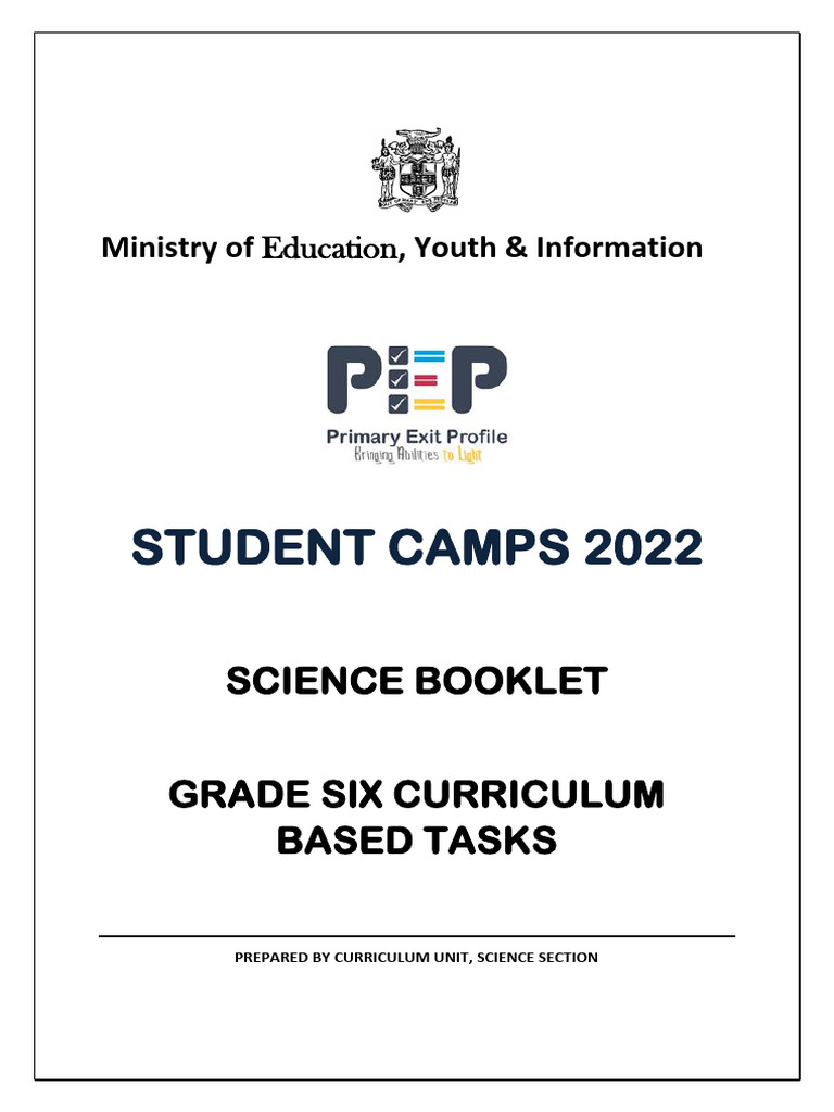 Student camps 2022 grade 6 science curriculum based test booklet