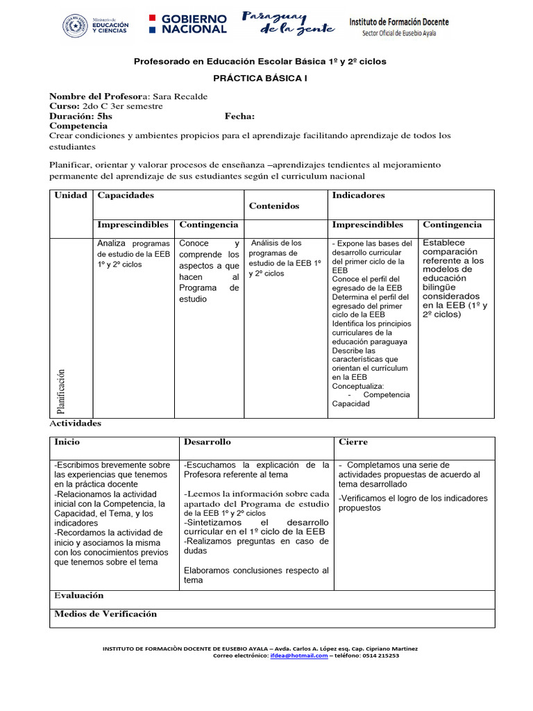 Desarrollo Curricular en EEB 1º Ciclo | PDF | Plan de estudios ...