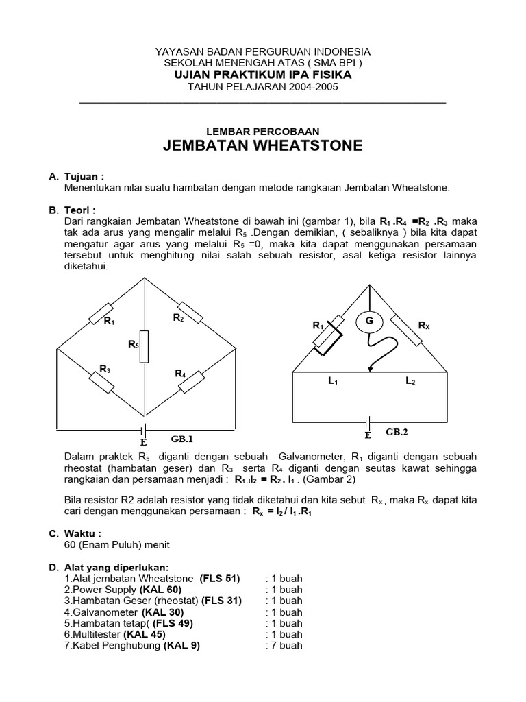 Praktikum Fisika: Jembatan Wheatstone | PDF