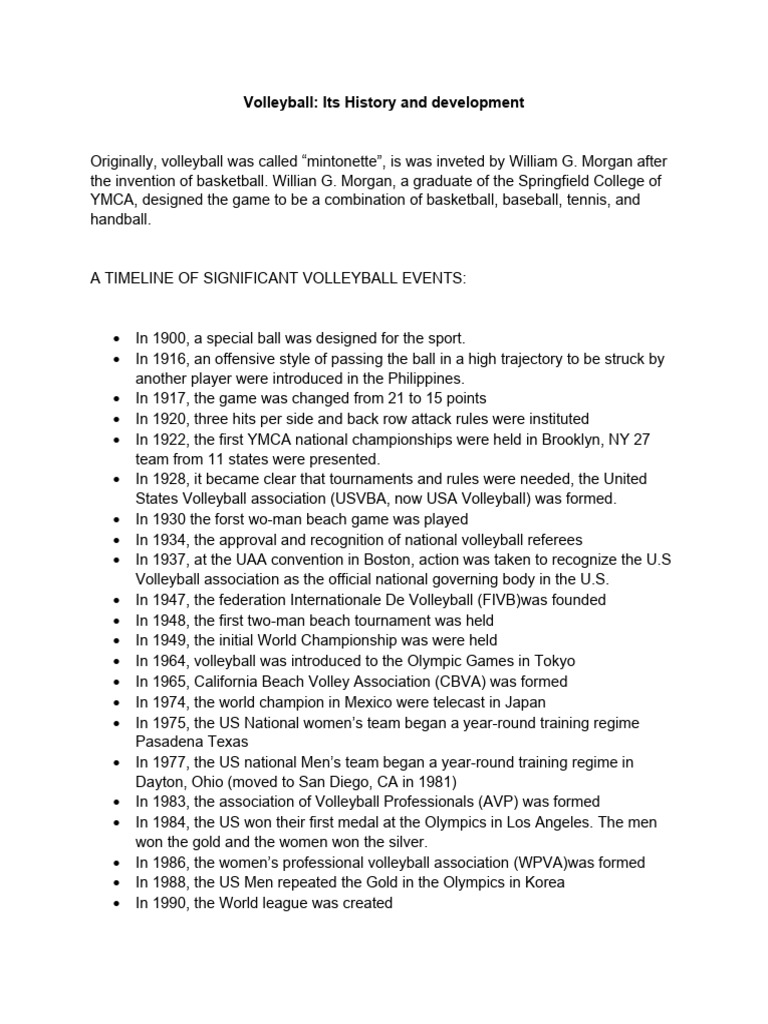 Lesson3 Volleyball Its History And Development Pdf Volleyball