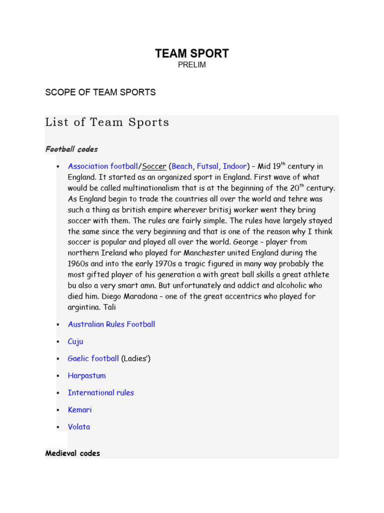Lesson1 - Scope and Nature of Team Sport | PDF | Ymca | Association ...