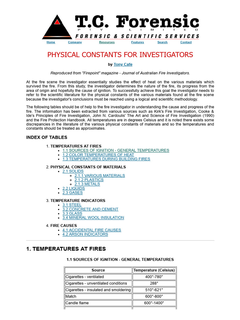 T.C. Forensic Article 10 Physical Constants For Investigators PDF