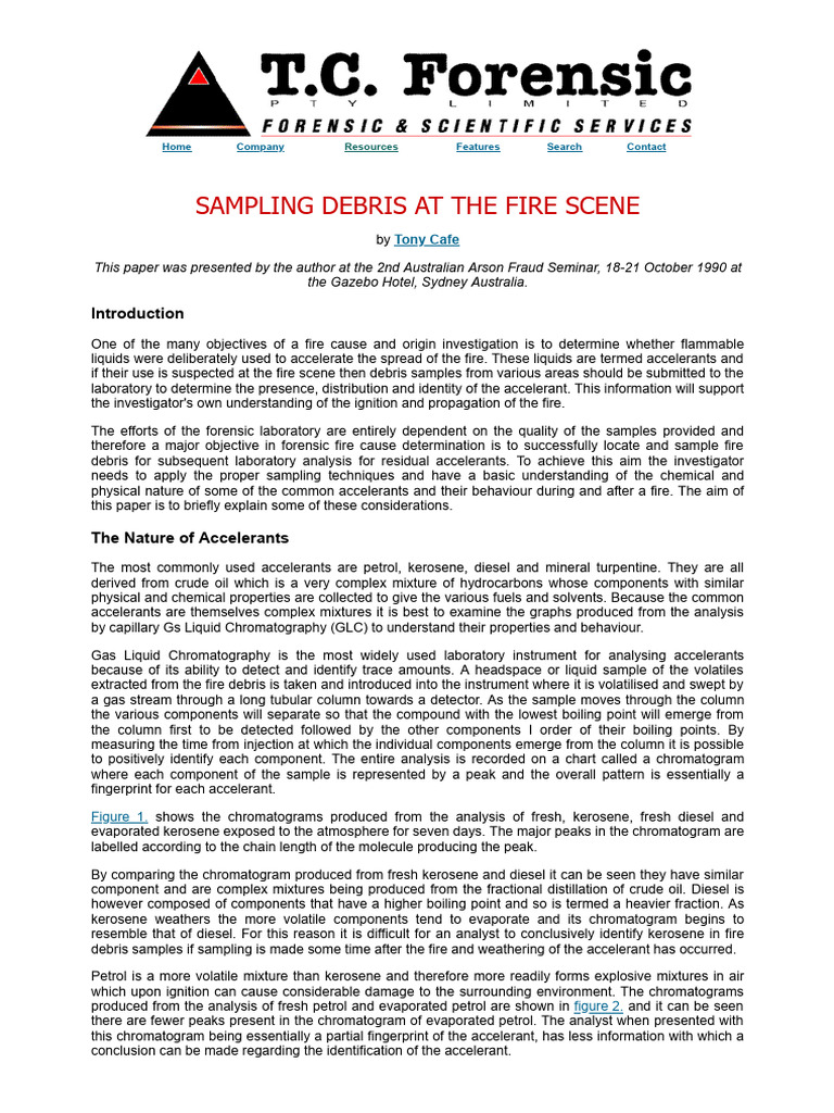 Fire Scene Accelerant Sampling Guide | PDF | Chromatography | Diesel Fuel