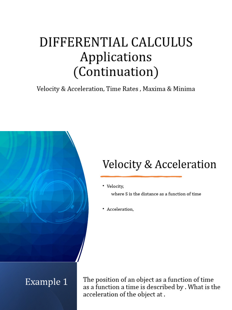 Differential Calculus 3 PDF Area Acceleration