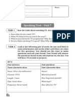 Speaking Test - Unit 7