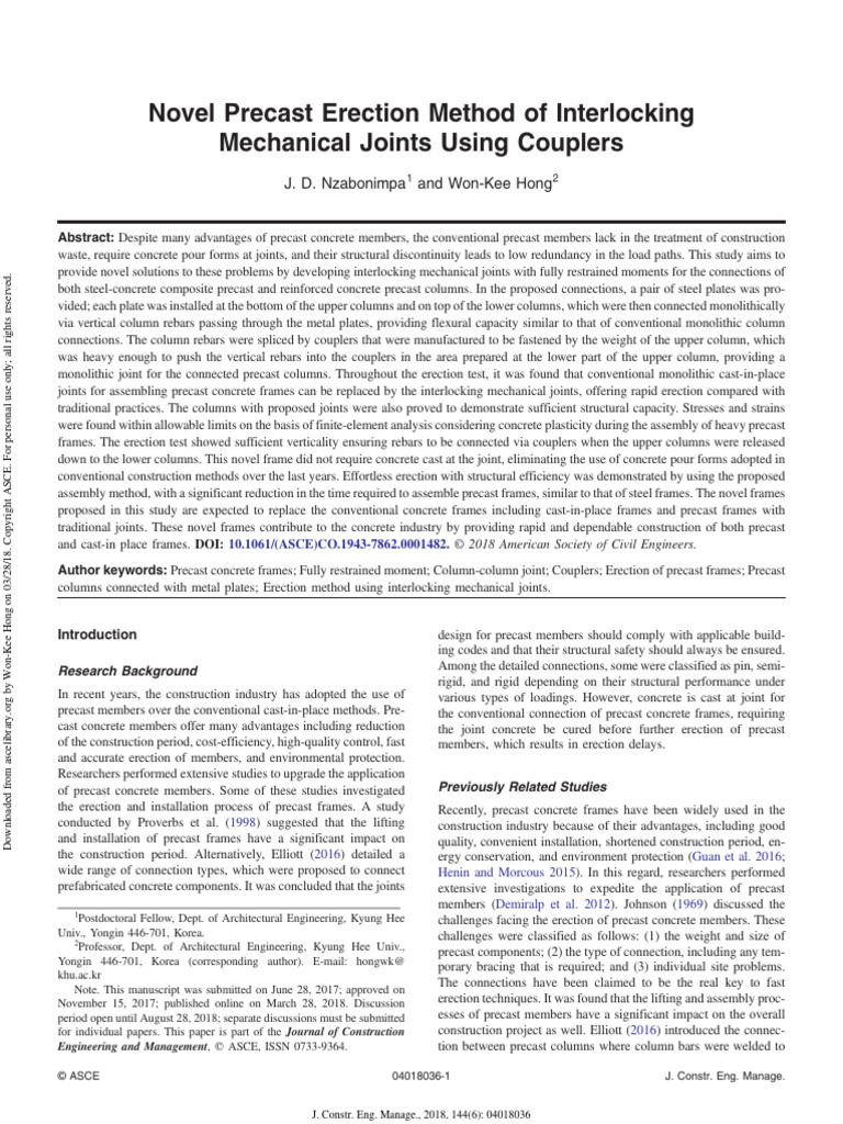 (5-1) ASCE Construction Interlocking Mechanical Joints Using Couplers ...