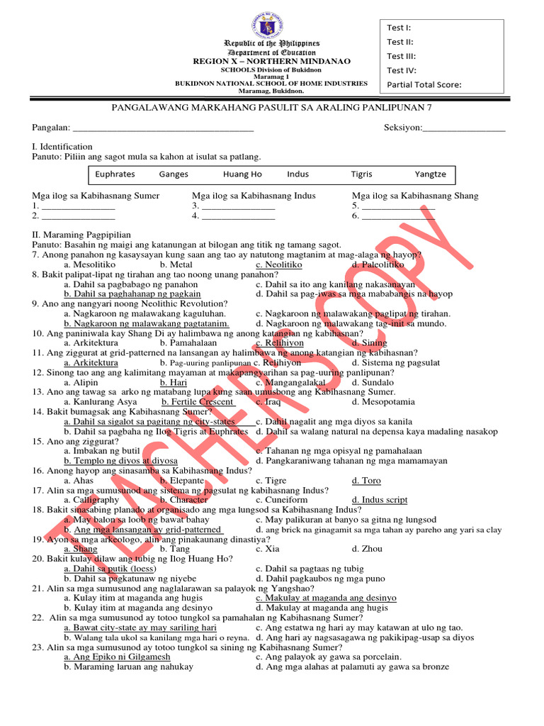 AP 7 Q2 Periodical Test | PDF