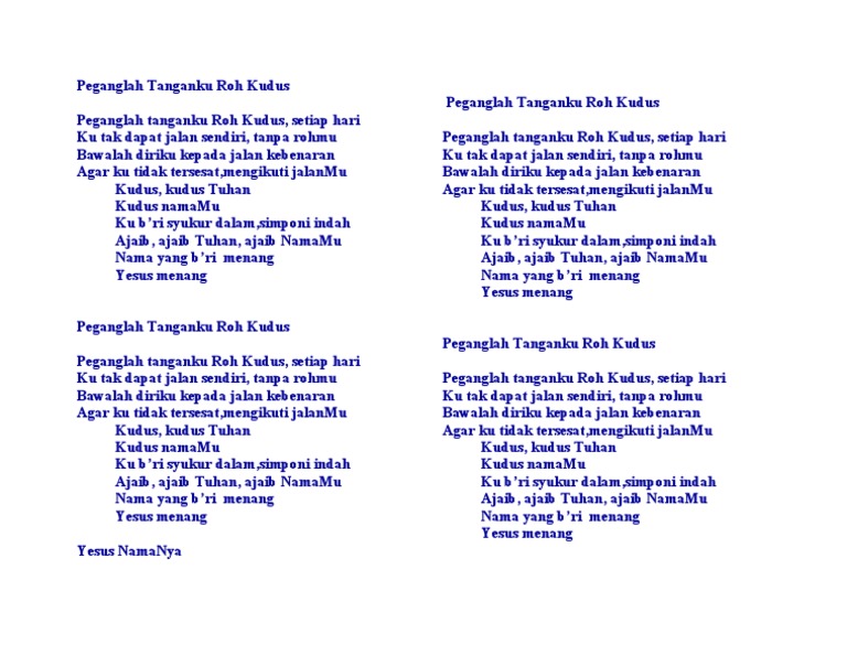 Peganglah Tanganku Roh Kudus