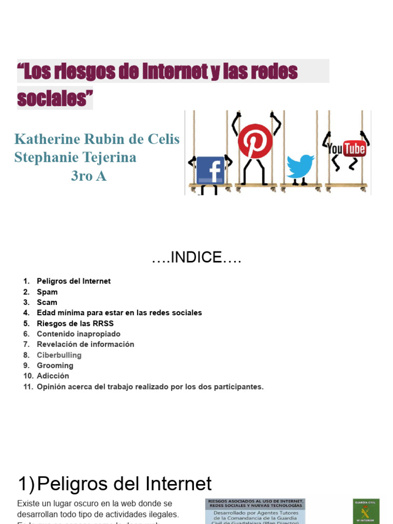 Los Riesgos de Internet y Las Redes Sociales | PDF | Acoso cibernético ...