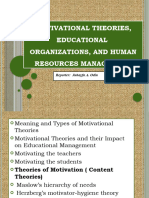 MOTIVATIONAL THEORIES, EDUCATIONAL  ORGANIZATIONS, AND HUMAN