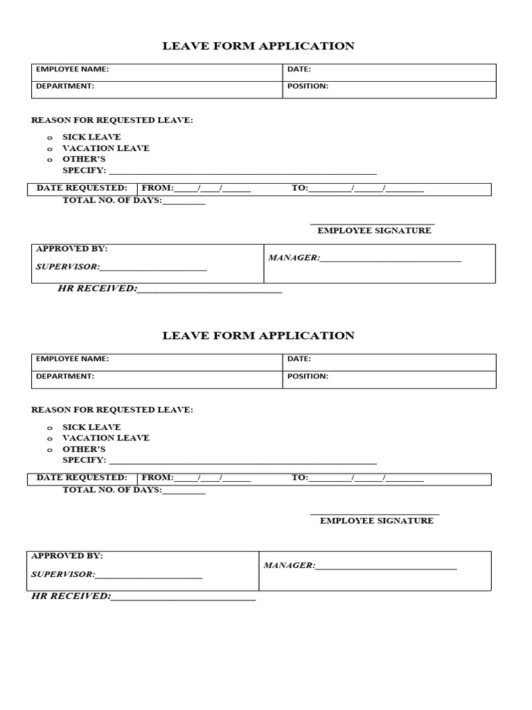 Leave Form Application PDF