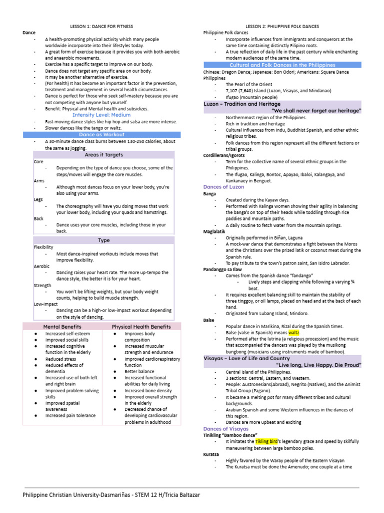 Physical Education And Health Pdf Dances