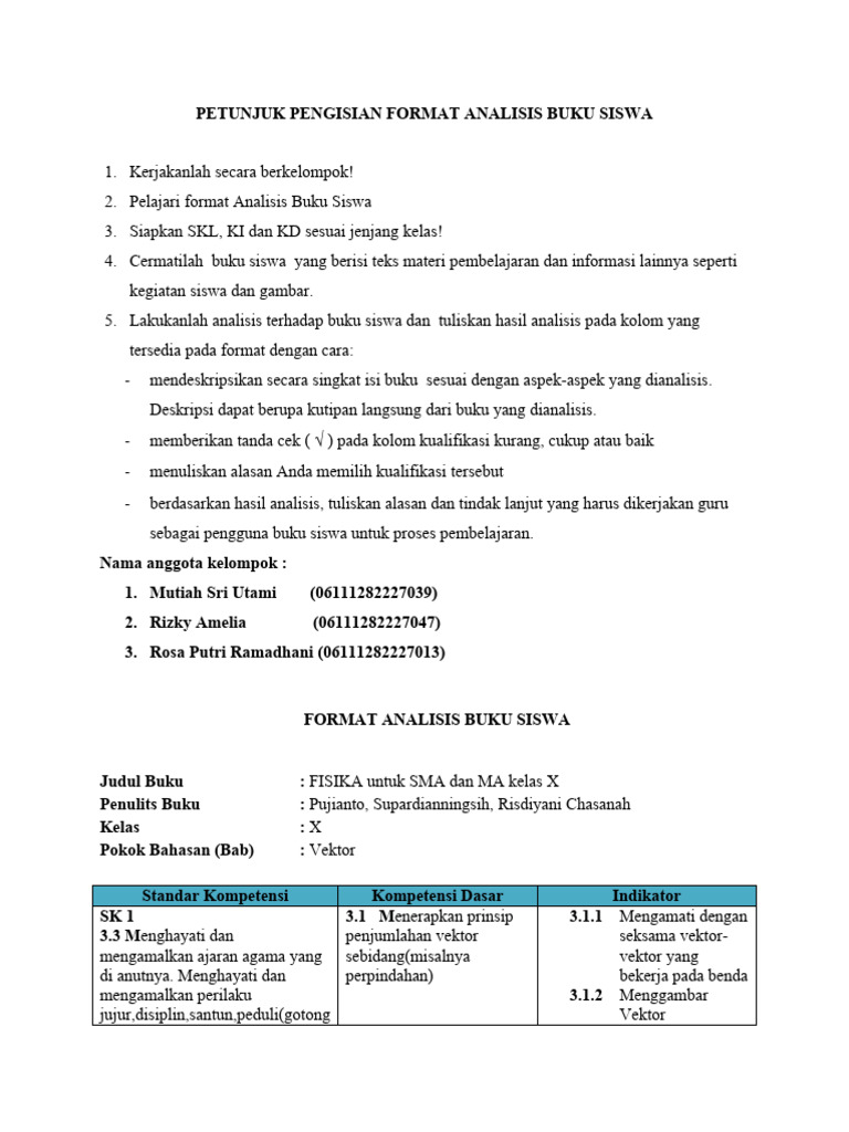 Format Analisis Buku Teks 1 | PDF