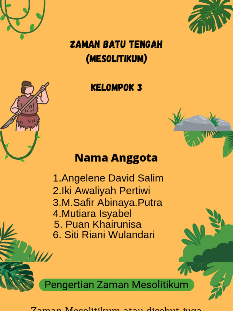 Zaman Batu Tengah (Mesolitikum) Kelompok 3 - 20230912 - 210801 - 0000 | PDF