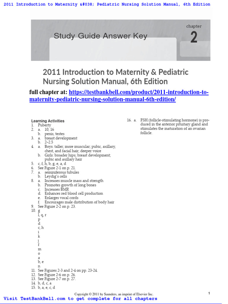 2011 Introduction To Maternity Pediatric Nursing Solution Manual 6th