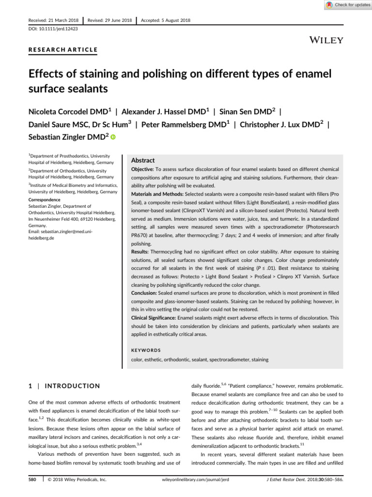 J Esthet Restor Dent 2018 Corcodel Effects of Staining and