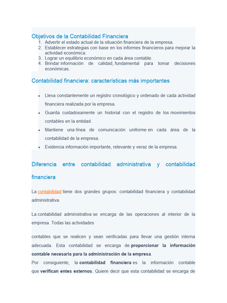 Objetivos de la Contabilidad Financiera | PDF