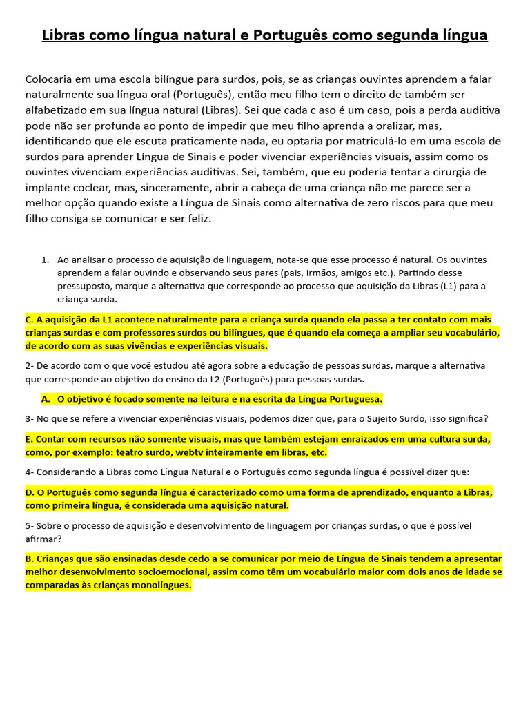 Libras Como Língua Natural E Português Como Segunda Língua Pdf