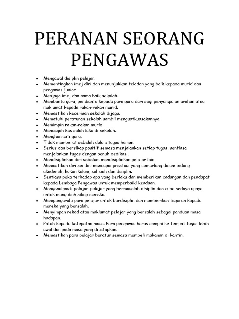 Peranan Pengawas Sekolah. | PDF