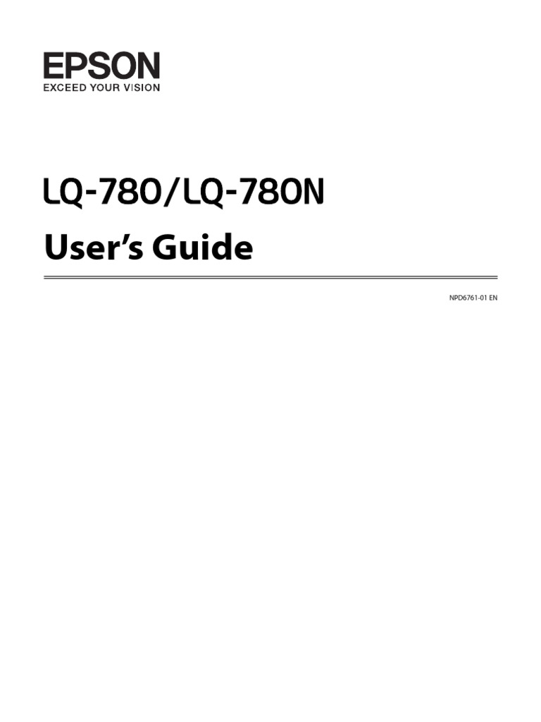 Epson L780 User Manual Npd6761-01 - Ug | PDF