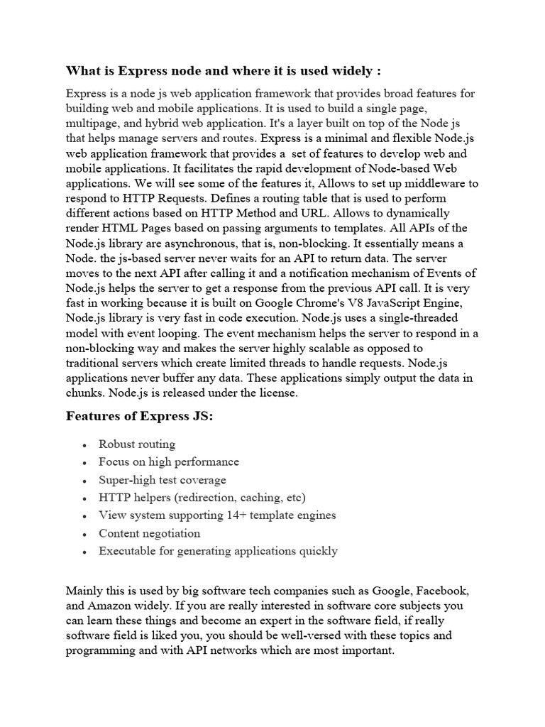 What Is Express Node and Where It Is Used Widely PDF Networking