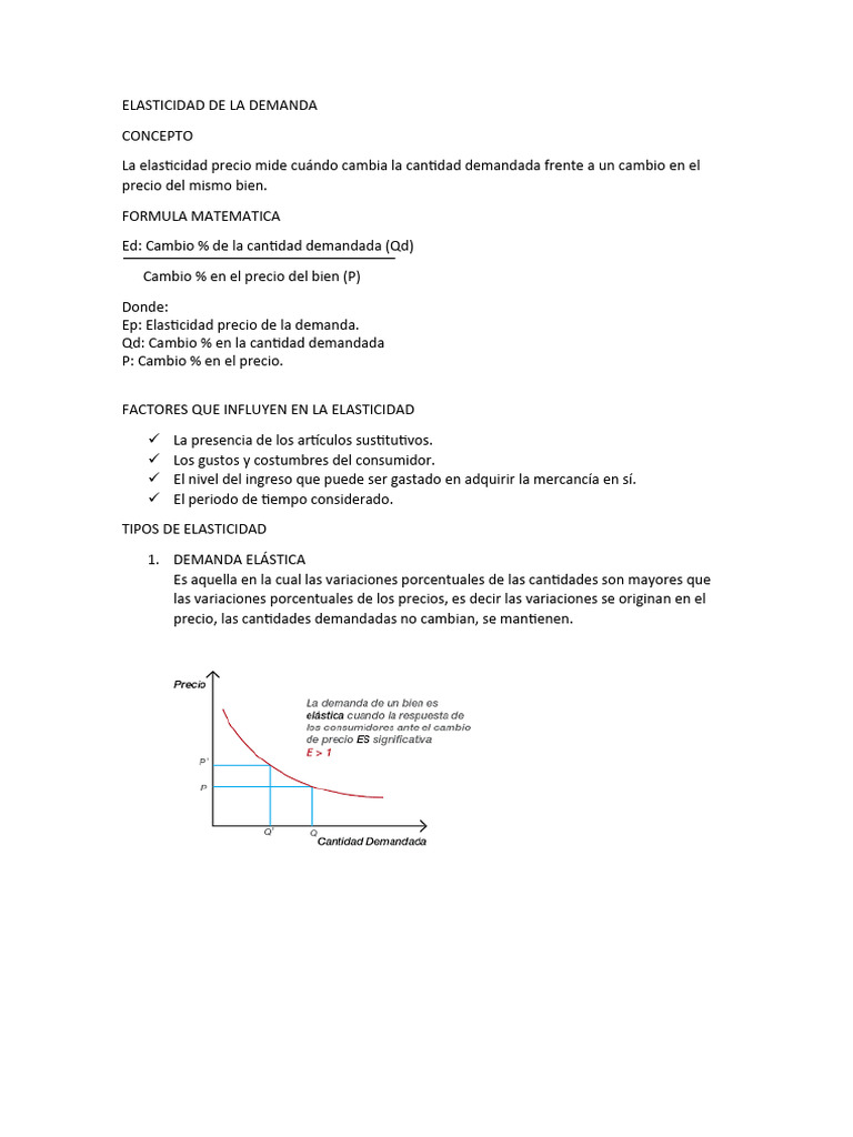 Elasticidad de la Demanda y Oferta | PDF | Elasticidad (economía) | La ...