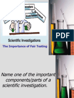 1 - Grade 7 - Enhancement - Lesson 1 - Scientific Investigations The Importance of Fair Testing