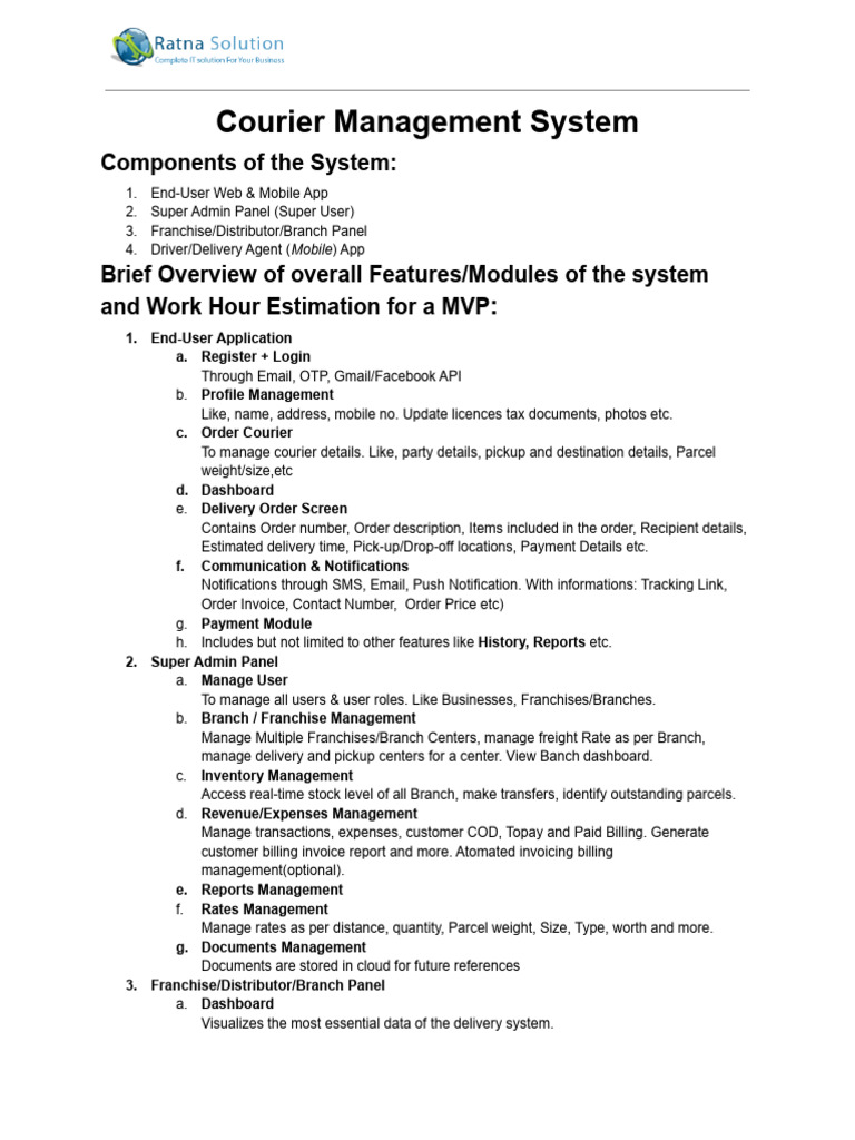 Comprehensive Courier Management System | PDF | Courier | Barcode