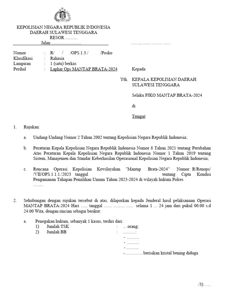 Rengiat Dan Laphar Kasatgas | PDF