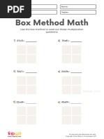 Box Method Multiplication Math Worksheet