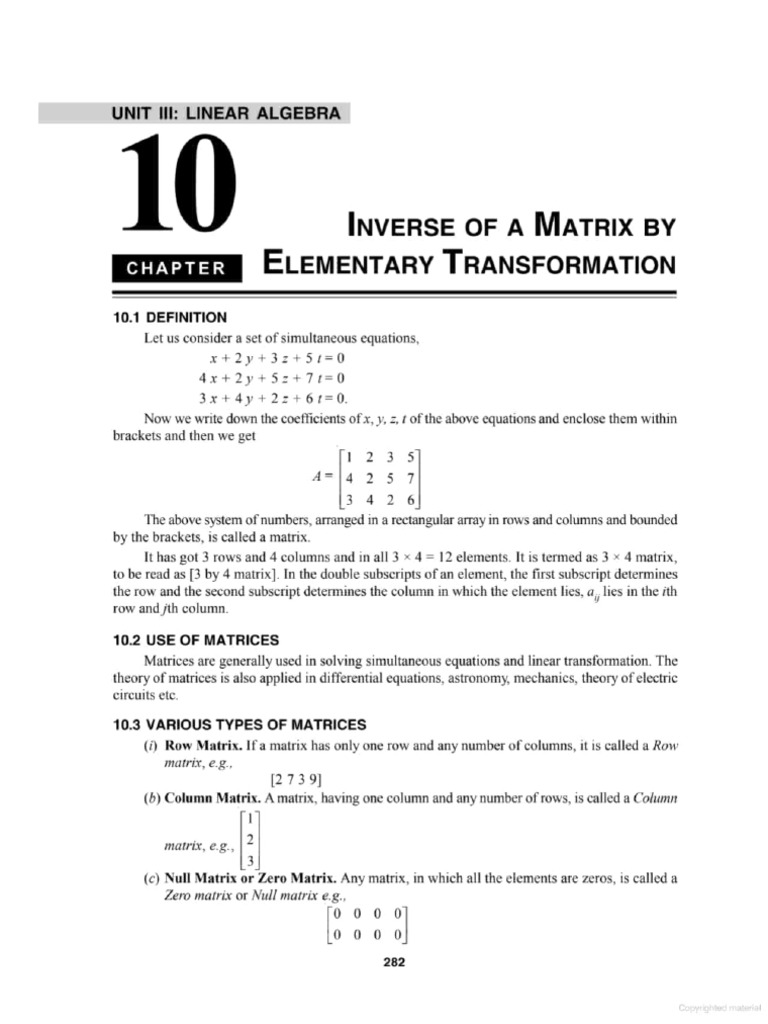 Inverse of Matrix by Elementary Transformation | PDF | Matrix ...