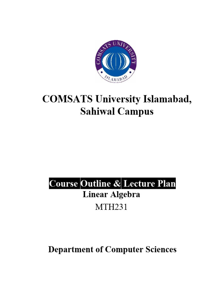 Linear Algebra Course Outline | PDF | Matrix (Mathematics) | Determinant