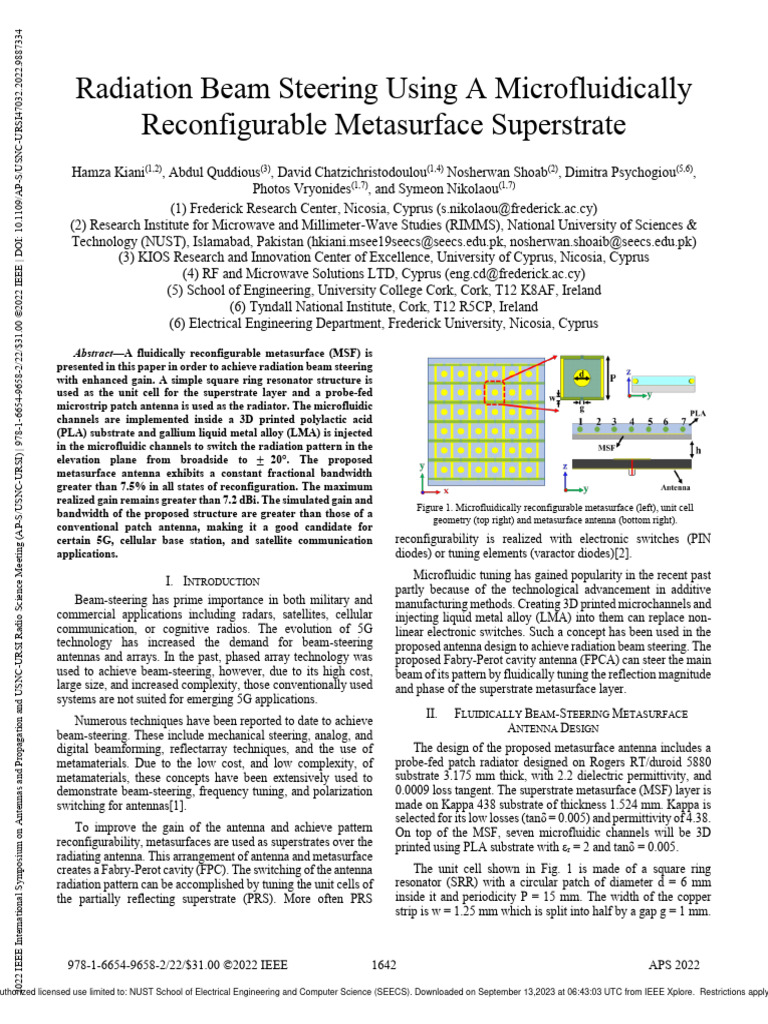 Radiation Beam Steering Using A Microfluidically Reconfigurable ...