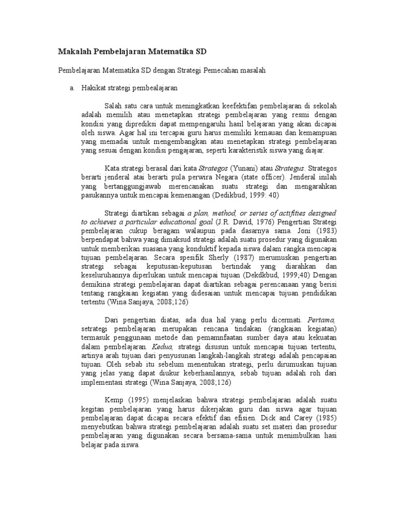 Makalah Pembelajaran Matematika SD