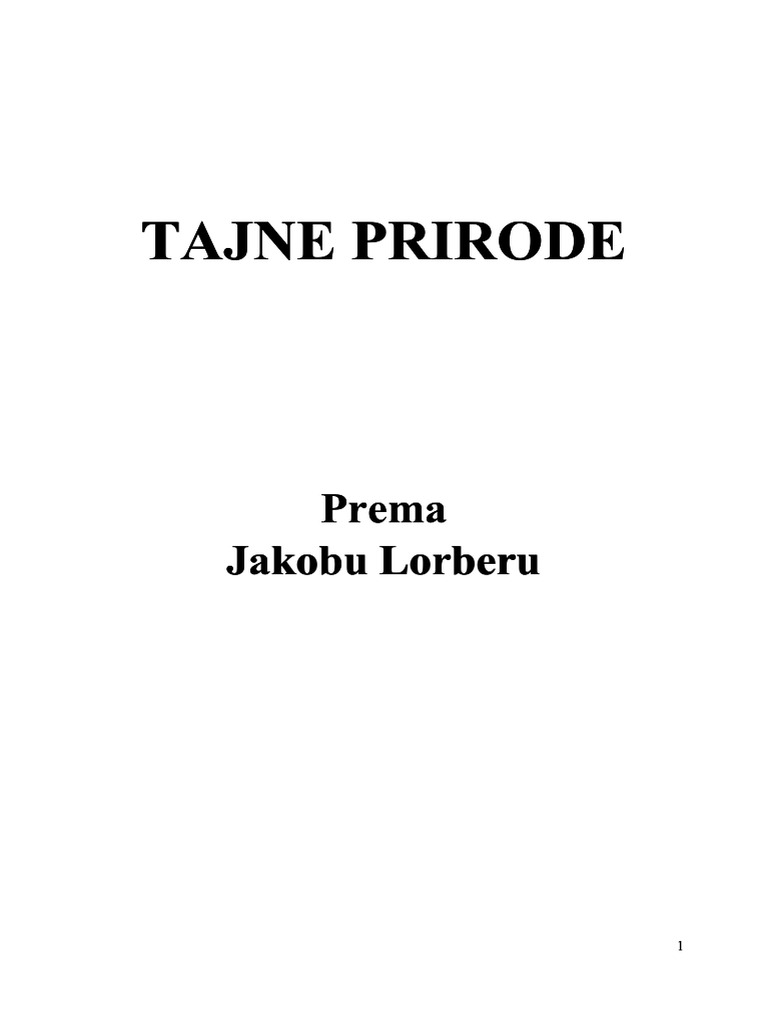 Tajne Prirode Jakob Lorberpdf | PDF