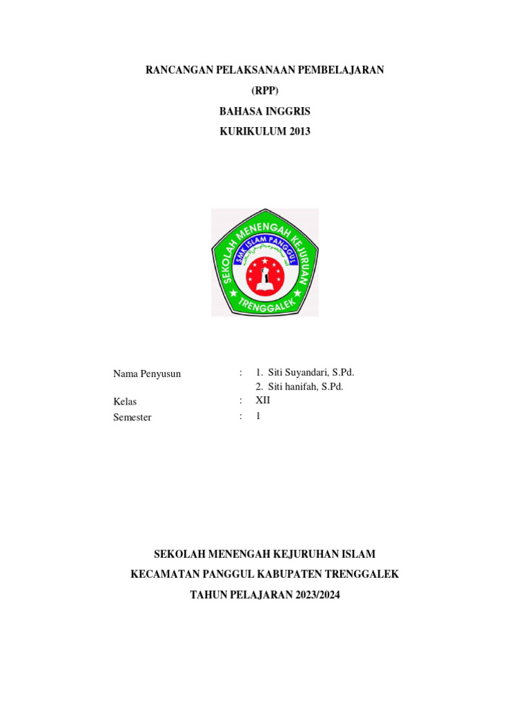 Cover RPP B.Ing | PDF | Karier & Perkembangan