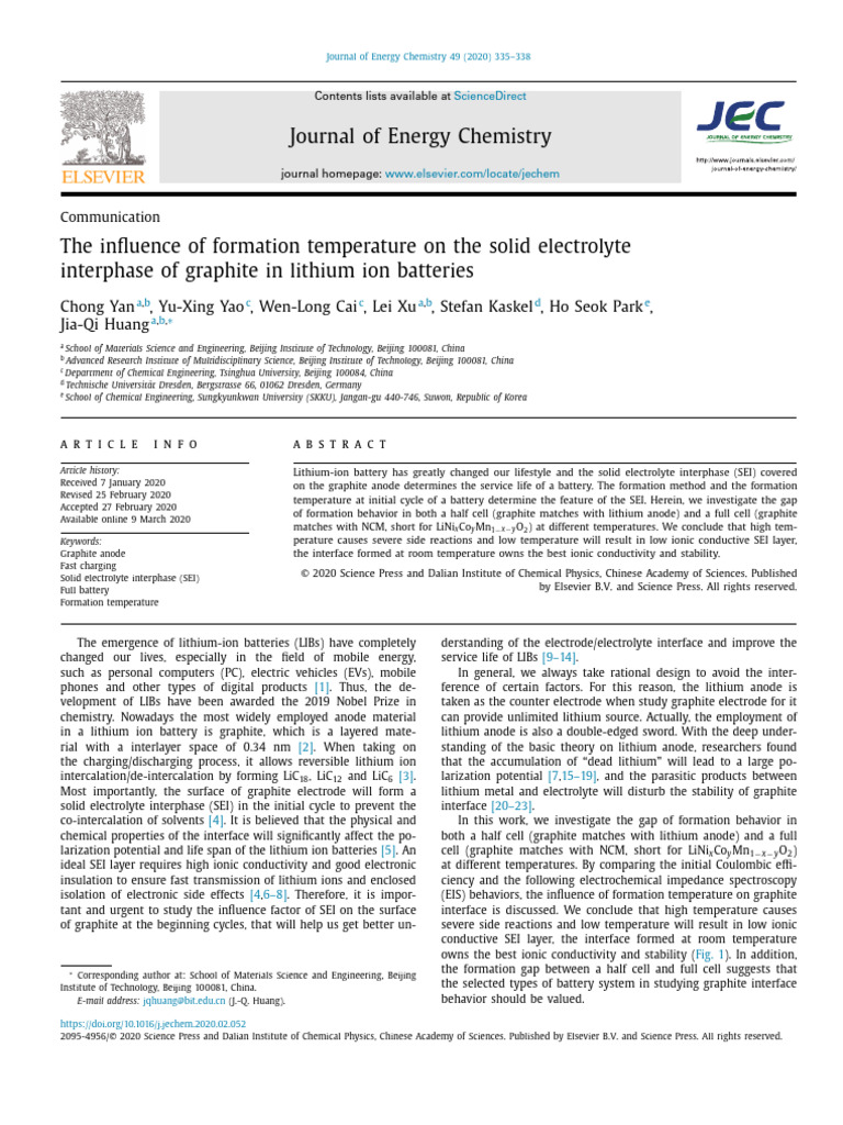 The Influence of Formation Temperature On The Solid Electrolyte ...