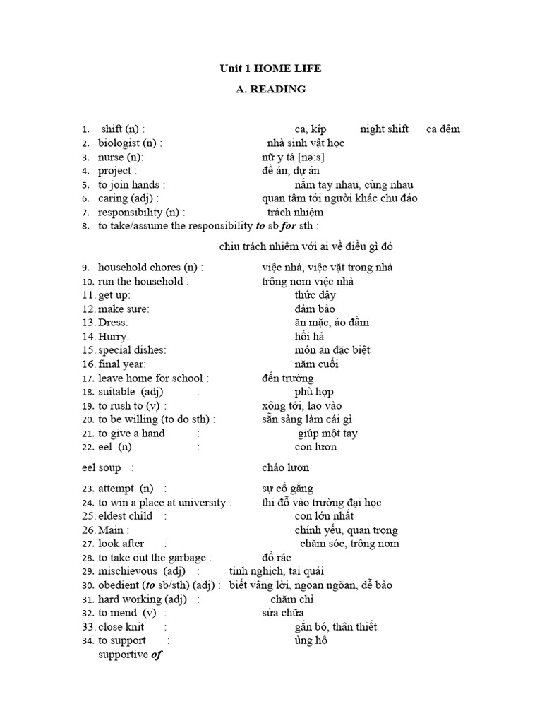 Unit 1 Home-Life | PDF