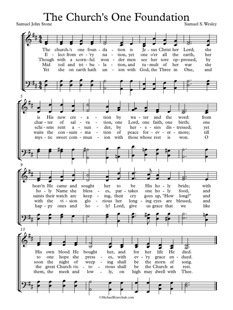 The Churchs One Foundation D Major Choir PDF