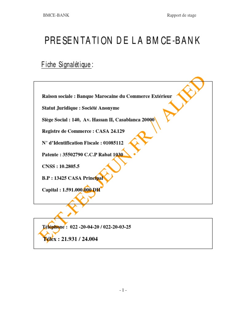 Rapport BMCE Casa | PDF | Chèque | Banques